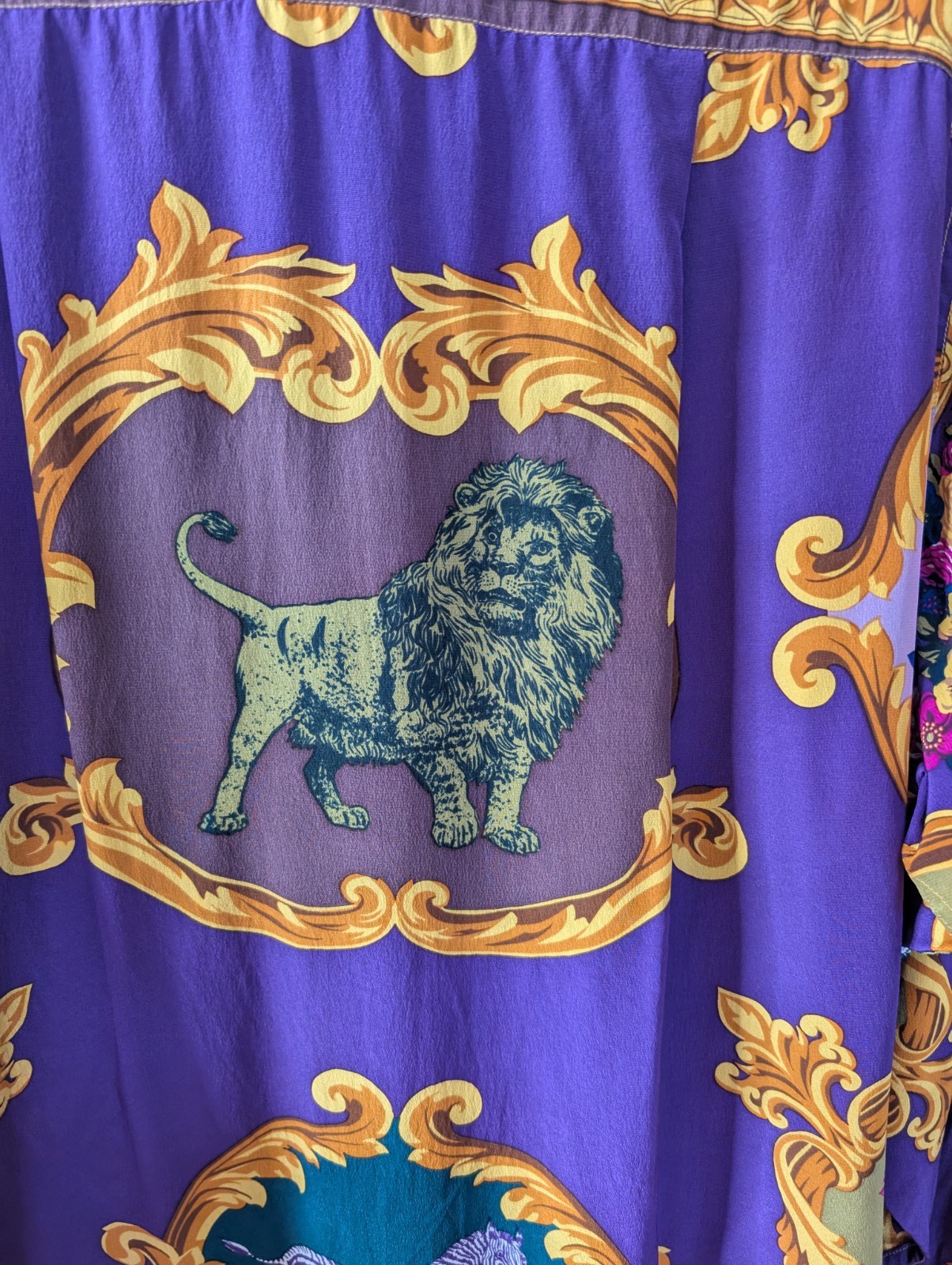 English Eccentrics Silk Button Down Oversized Animal Design XS