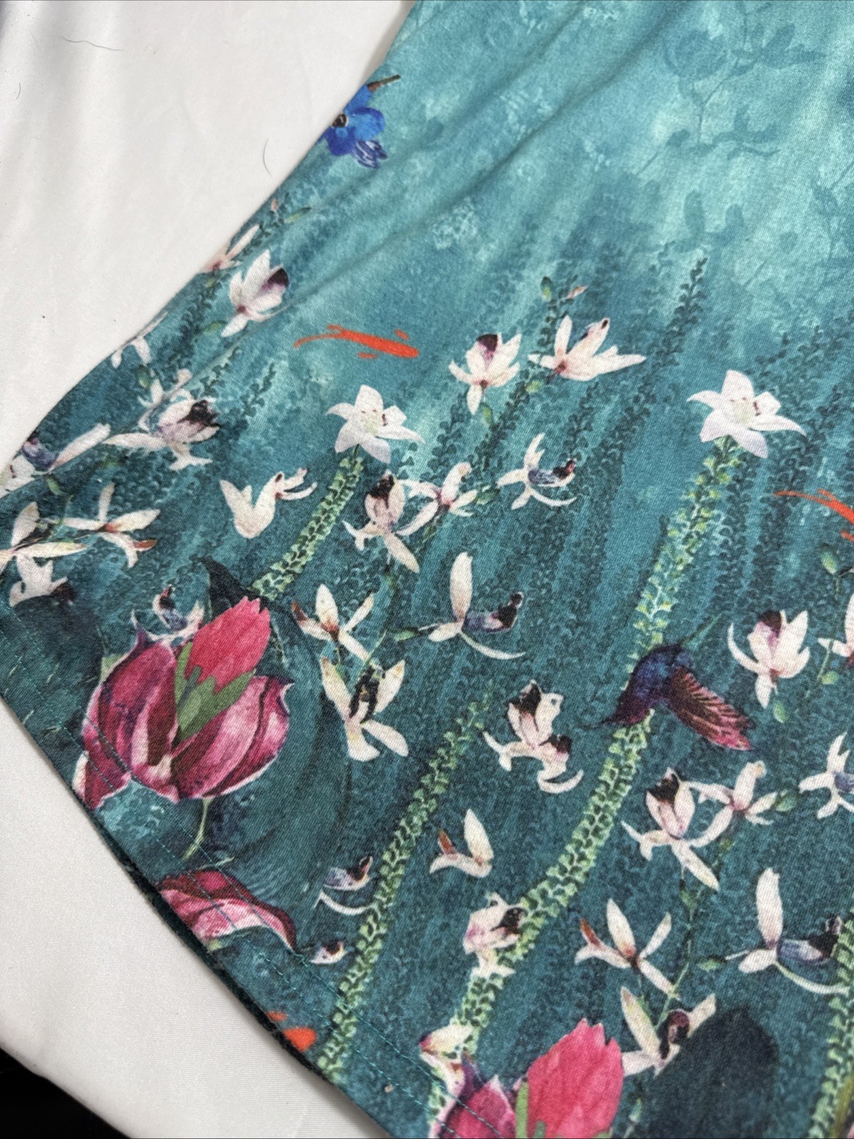Ofeefan Floral Print T-Shirt Womens 3XL Blouse Top Blue
