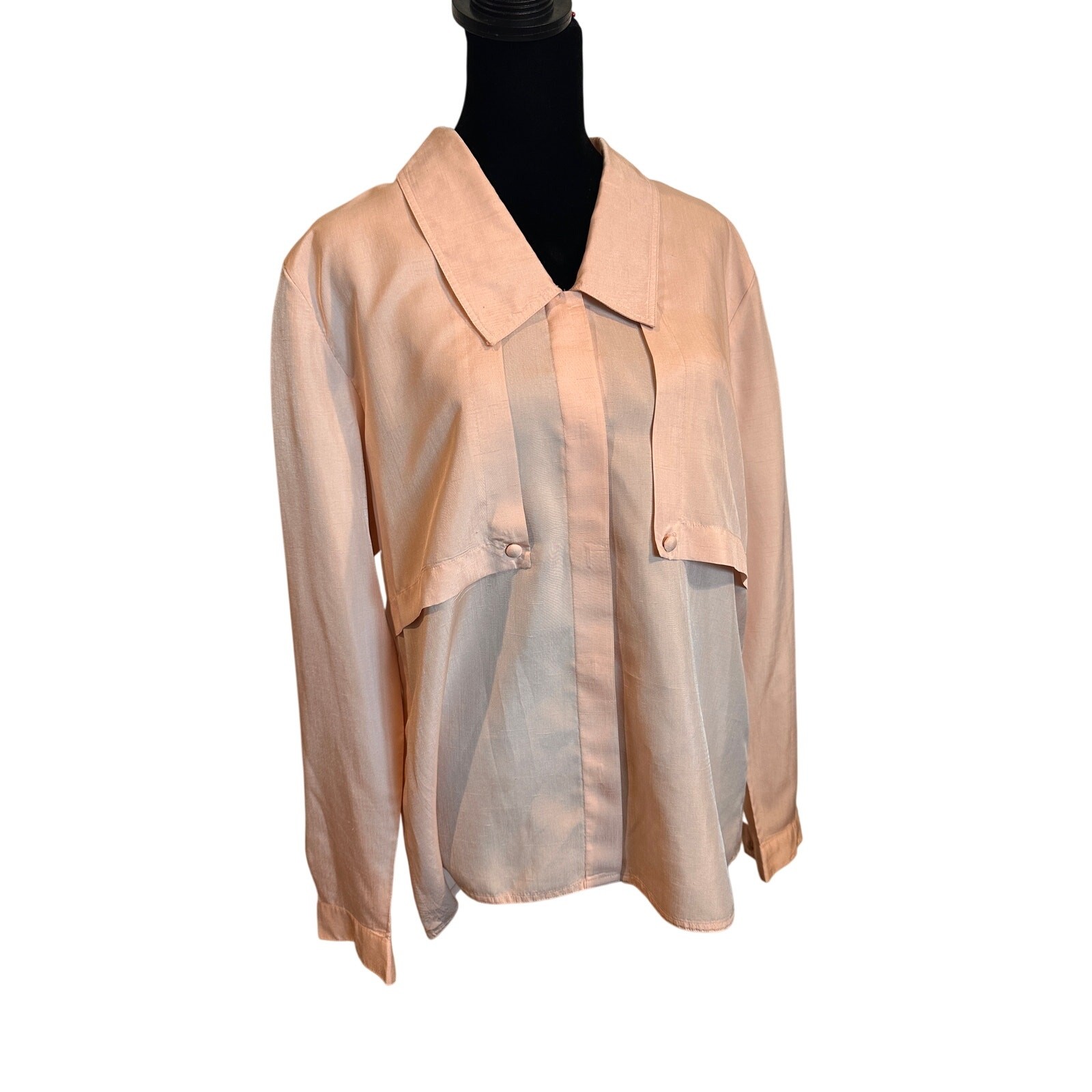Nilani Button Front Blouse Long Sleeve Blush Vintage