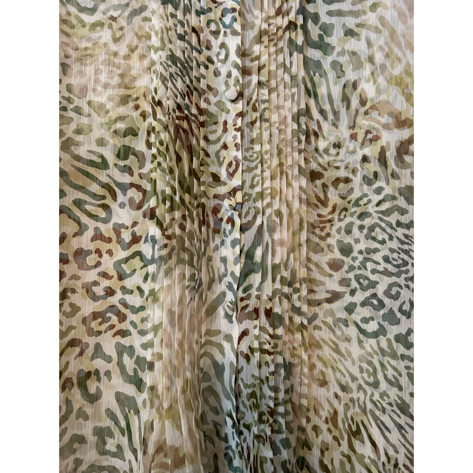 Liz Claiborne Woman 3X Sheer Animal Print Pintuck Tunic Blouse Sleeveless