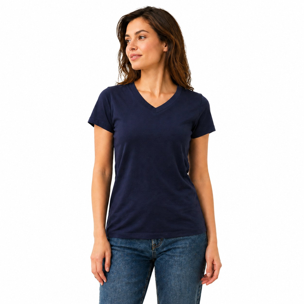 Women’s V Neck Cotton T-Shirt Plain Basic Tee Shirts Everyday Stretch Blank Tops