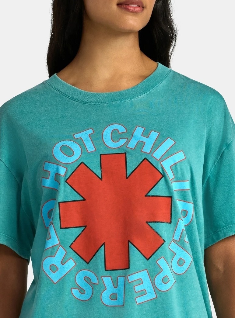 Red Hot Chili Peppers Concert Tee Teal Womens Size L Oakland Arena 2006 Reprint