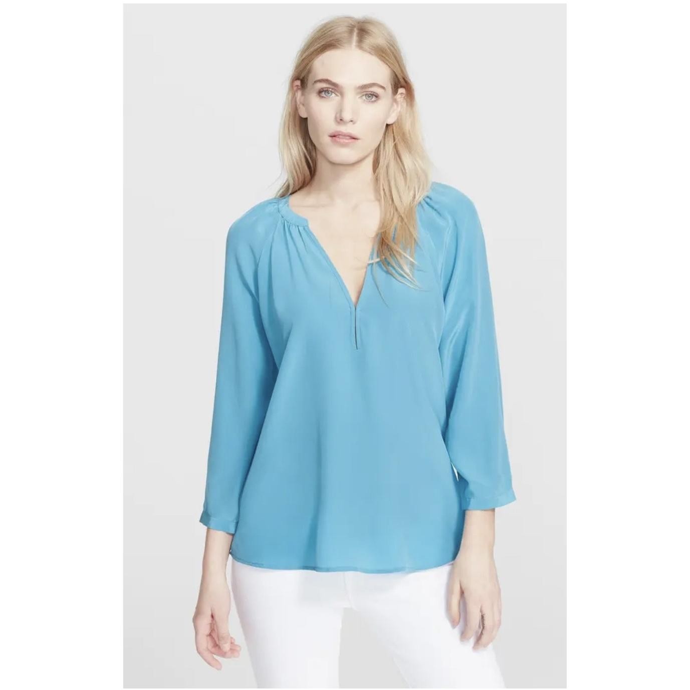 Joie NWOT ‘Indarra’ Silk Top in Lagoon Blue-Size X-Small