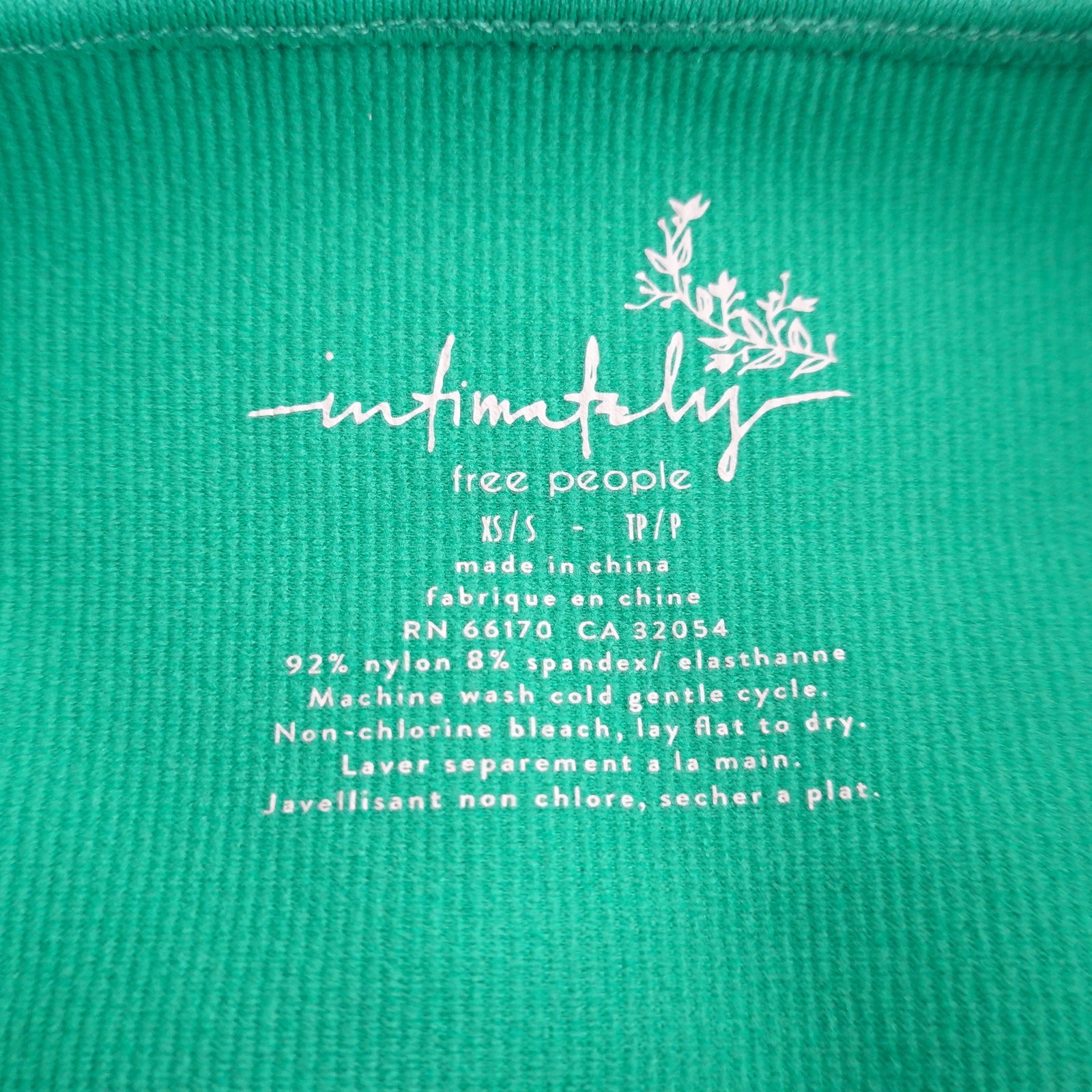 Free People Brami Cami XS/S Green Ribbed V-Neck Stretch Crop Tank NWT