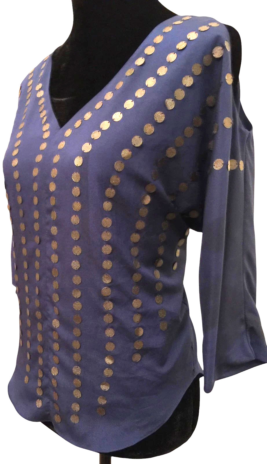 Anthropologie Sparkle & Fade Womens Dolman Top Size Small Blue Cold Shoulder