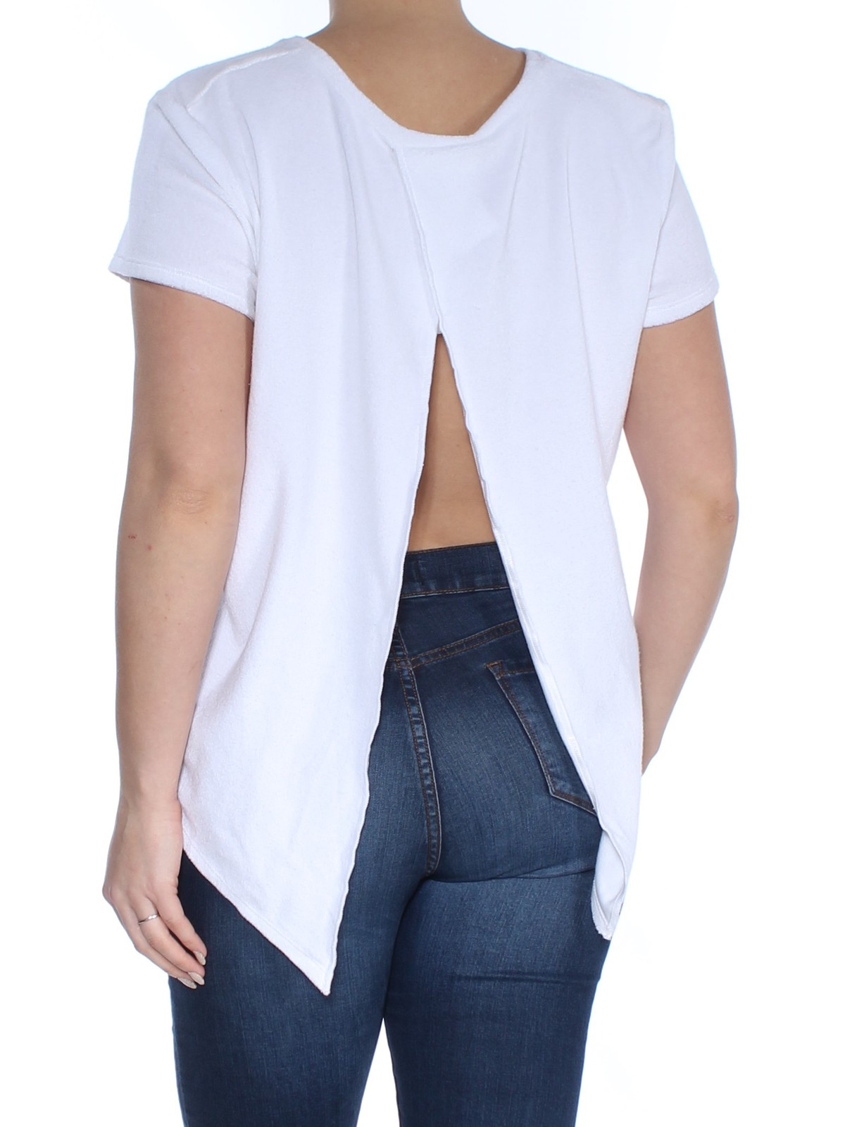 HUE Womens White Short Sleeve Scoop Neck Top Size: L