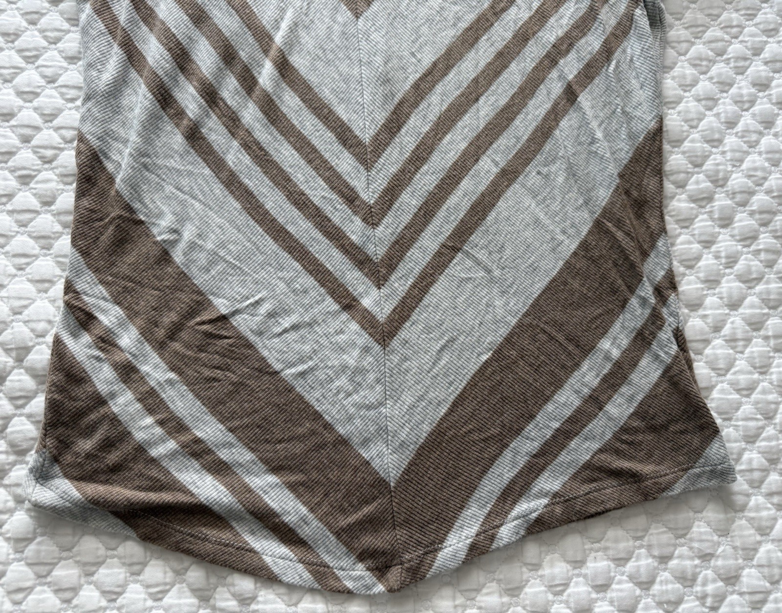 Anthropologie Bordeaux Womens Small Gray Brown Striped Cowl Neck 3/4 Sleeve Top