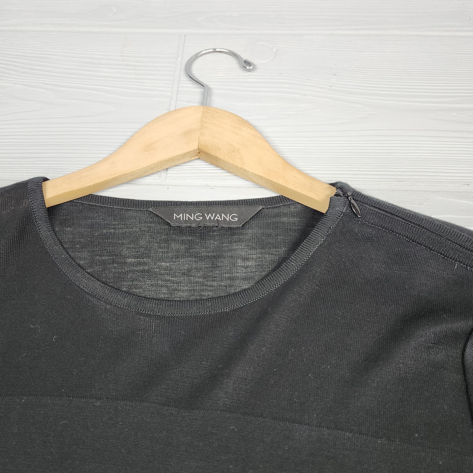 Ming Wang Black Long Sleeve Blouse Womens Size Medium