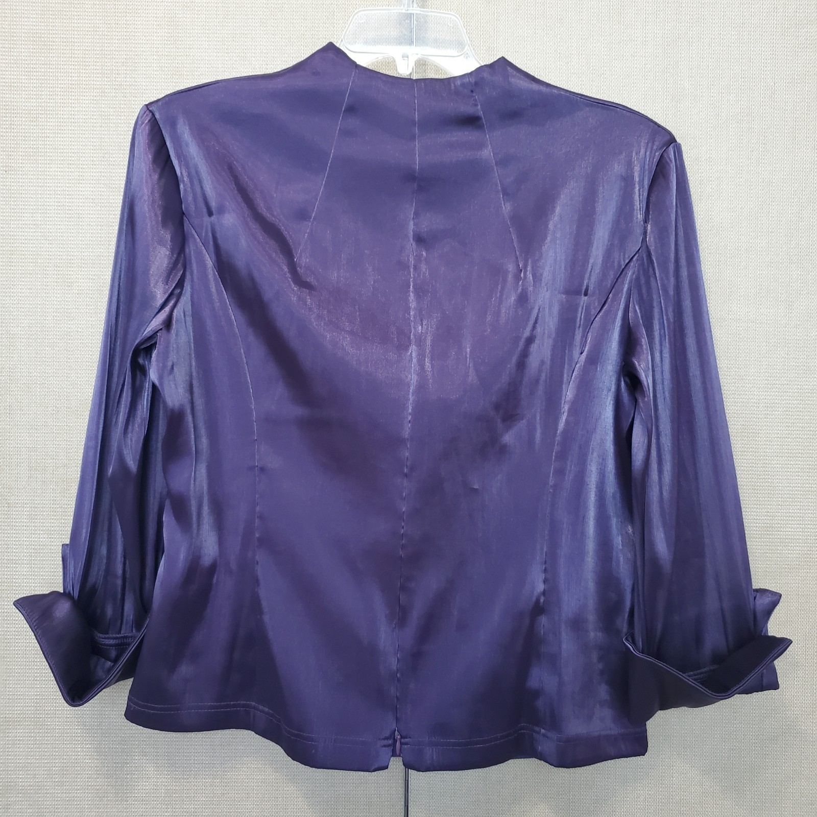 Cachet Purple Satiny Twist Front Long Sleeve Blouse Size 16 90s Y2K
