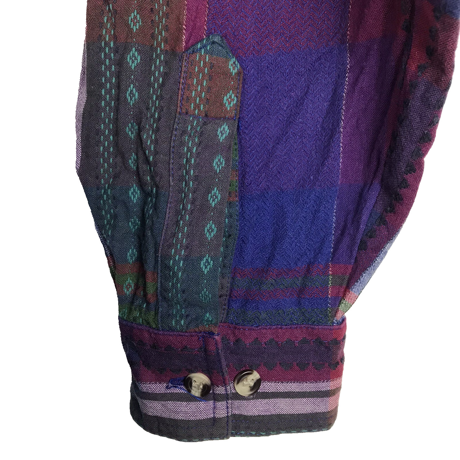 Cabin Creek Plaid Button Up Purple Blue Green Red Colorful 80s 90s Womens Large