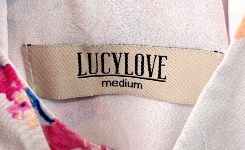 Lucy Love Tank Top Blouse Womens Size Medium White Floral Pink Sleeveless NWT