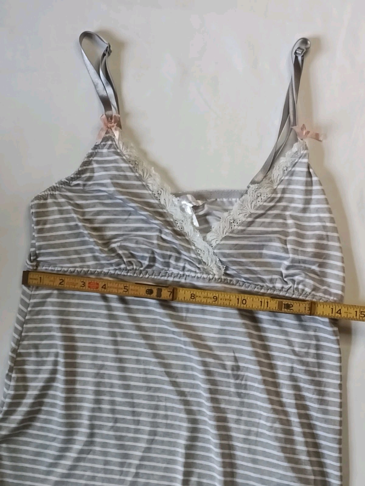 Marilyn Monroe Camisole Black White Striped Spaghetti Strap Lace Bow Size Large