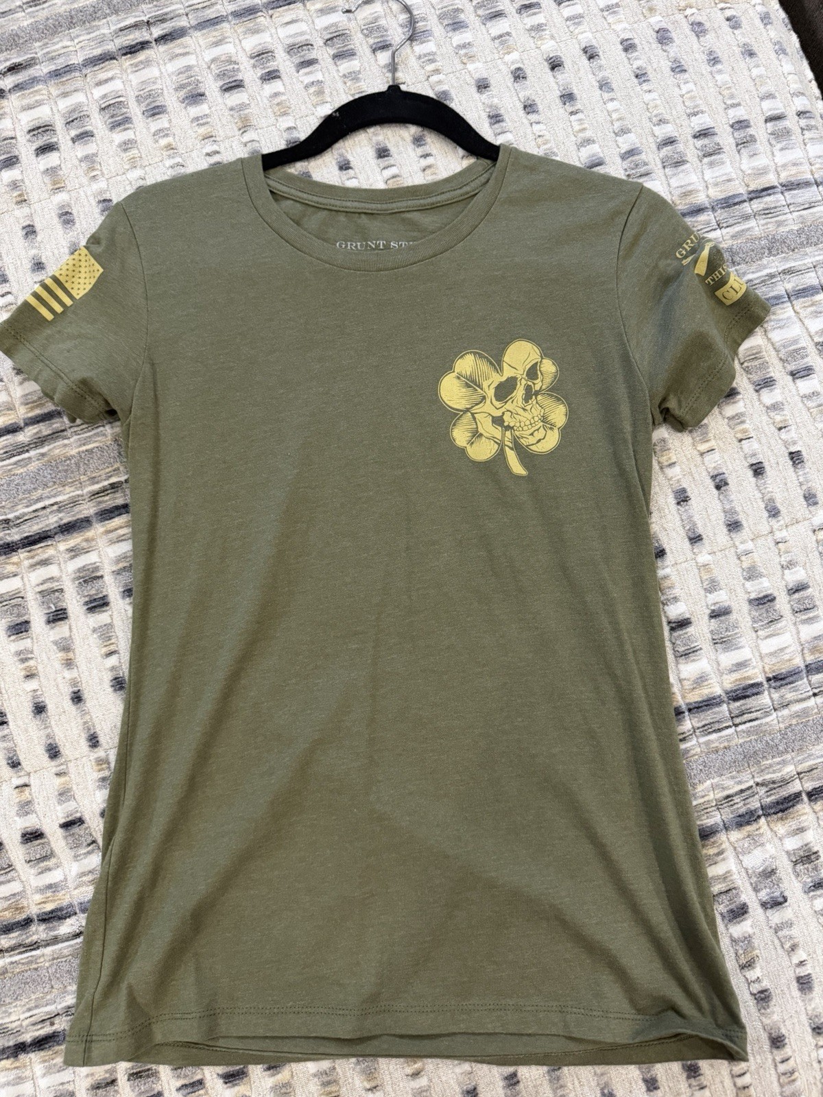 Grunt Style Women’s M Green Military Graphic Print Crew Neck Short Sleeve Tee