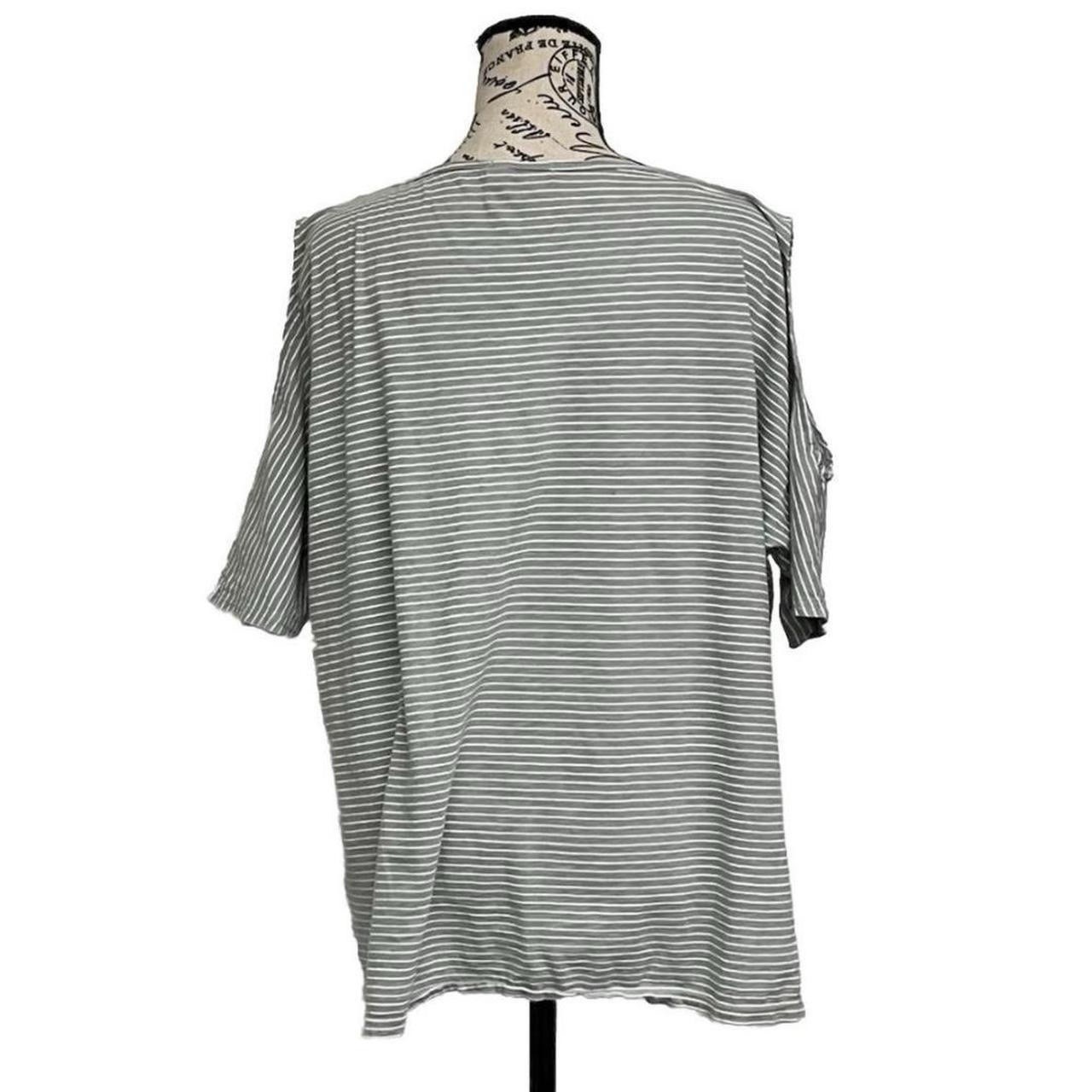 Fresh Produce Gray Stripe Cold Shoulder Top Women’s 2X Plus Nautical Coastal USA