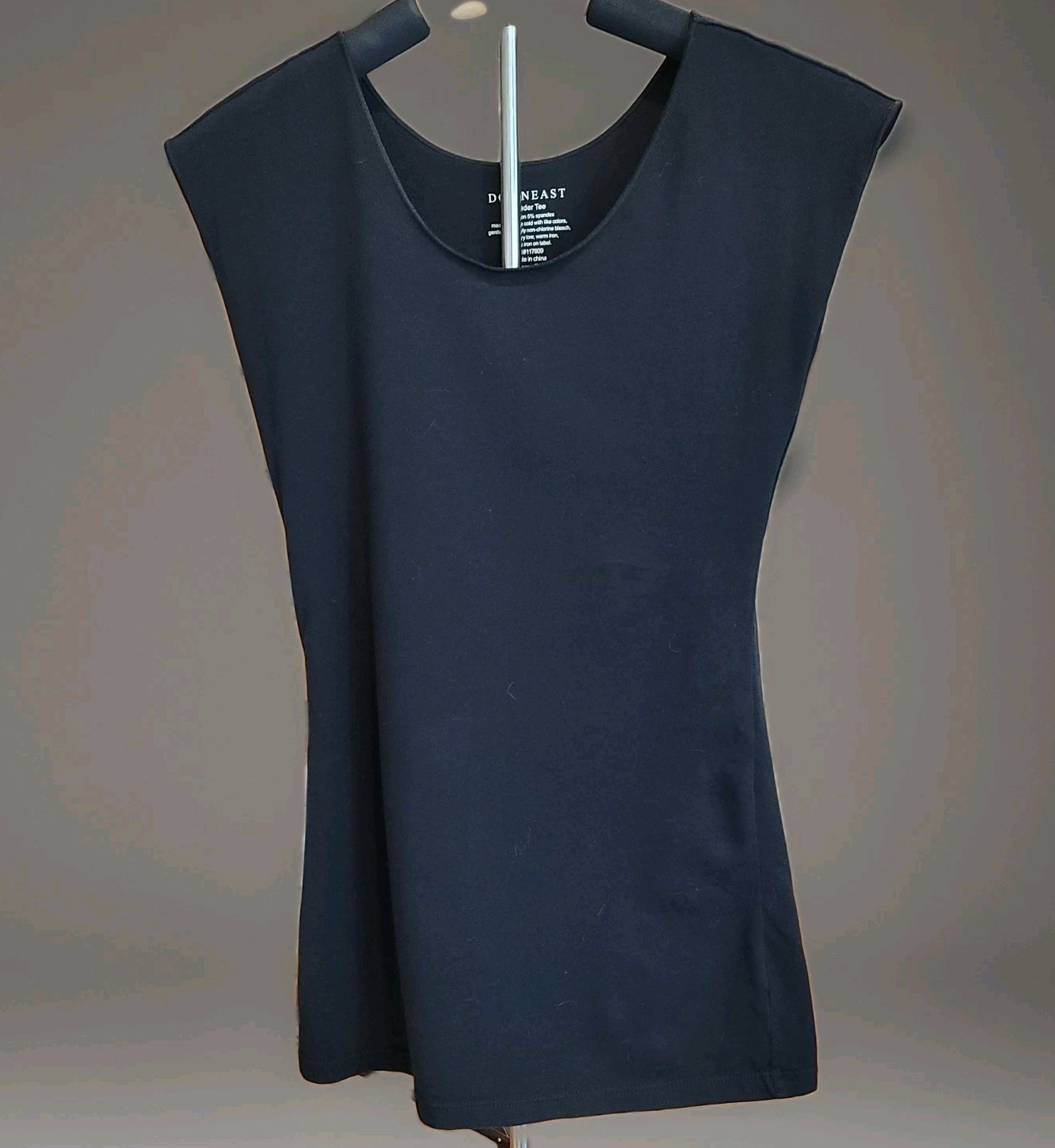 DownEast Wonder Tee S Scoop Neck Cotton Cap Sleeve Fitted Base Layer Black