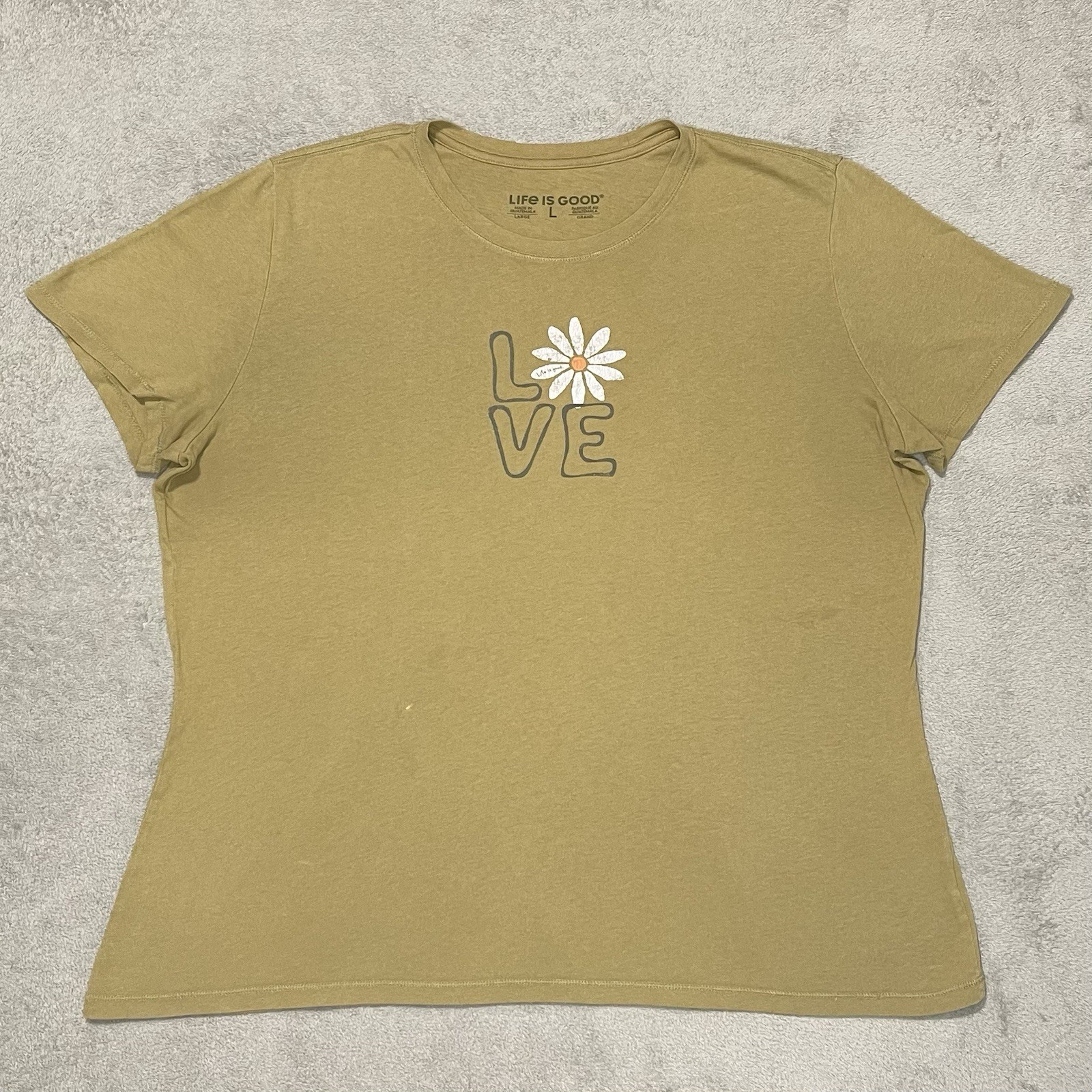 Life is Good Shirt Womens l Green Love Flower Classic Fit Tee