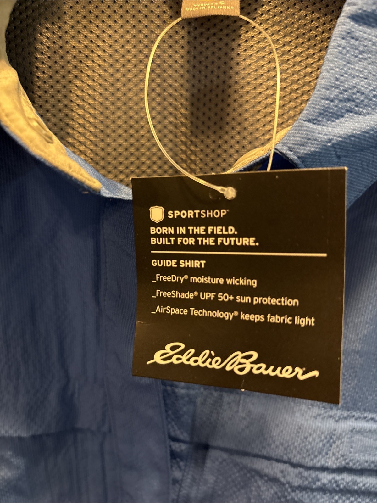 New Eddie Bauer Womens Top Blue Guide UPF 2.0 Long Sleeve Button Down Size Sm
