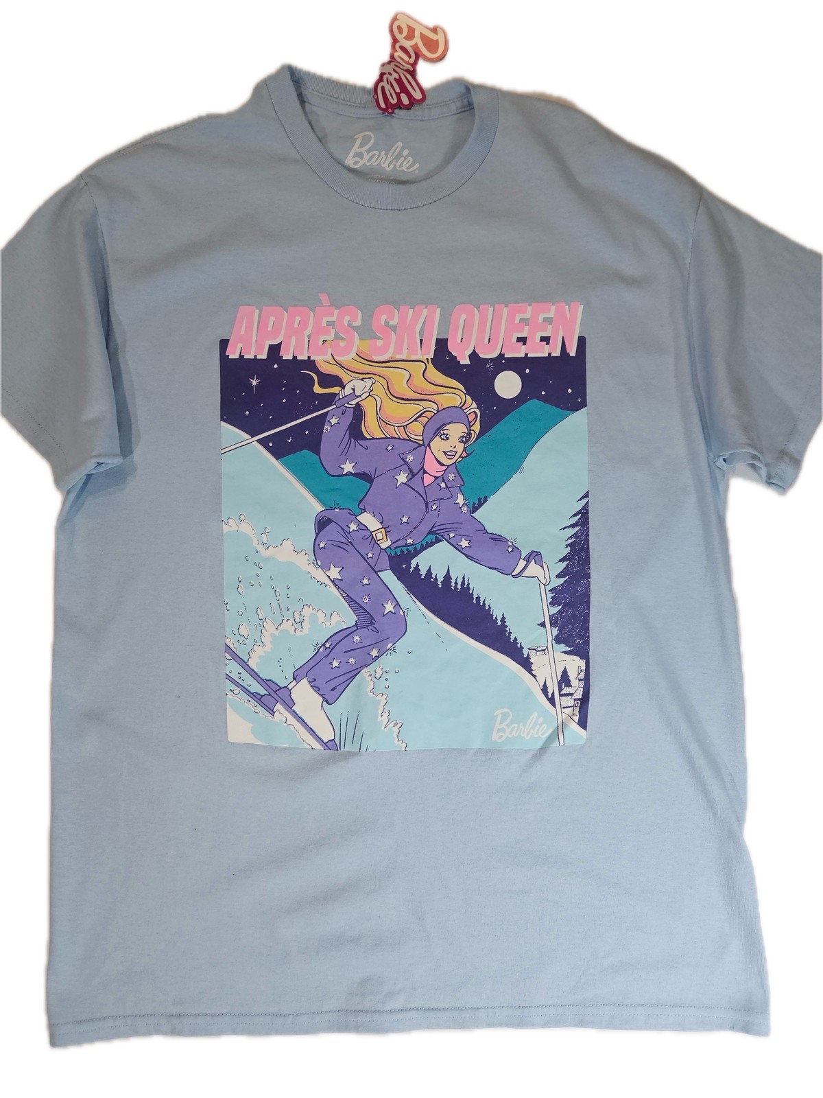 Barbie Shirt Womens Large Blue Après Ski Queen Graphic Tee T-Shirt 100% Cotton