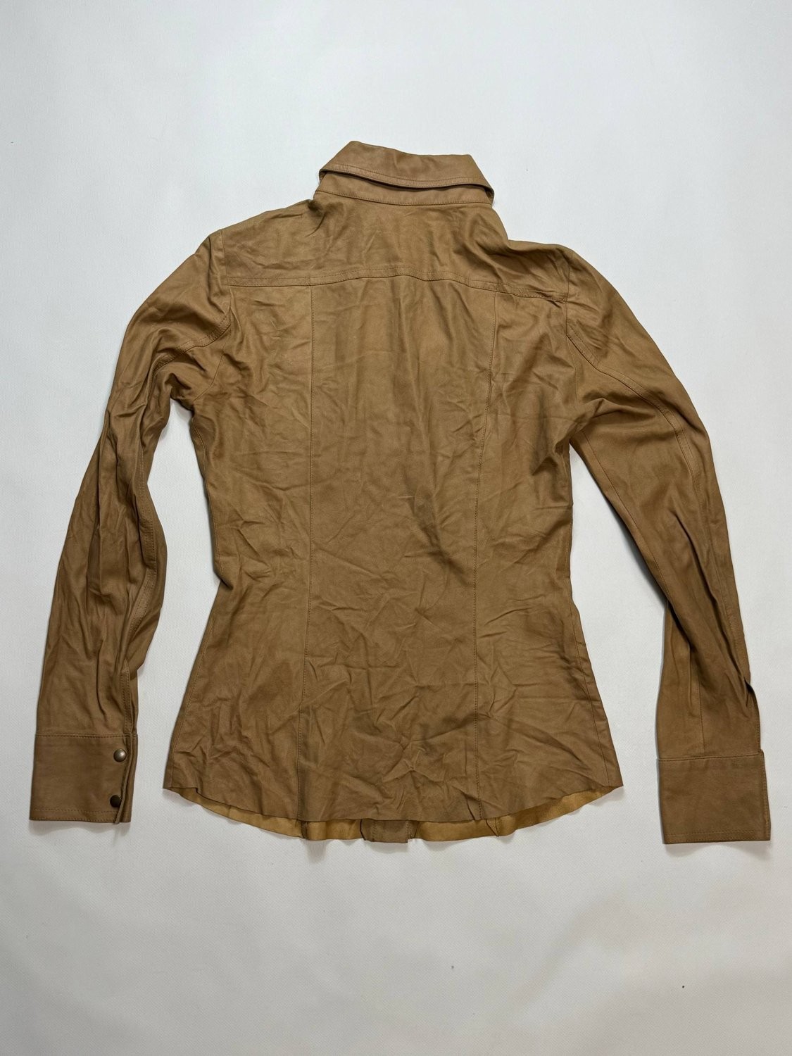 Plein Sud Women Blouse Camel Brown Button Down Suede Shirt Size 6