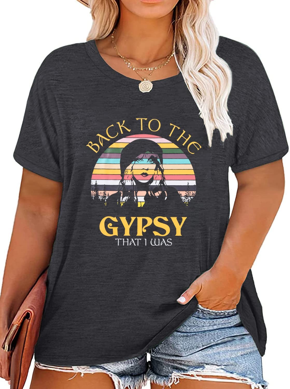 Plus Size Back to The Gypsy T Shirt (Dark Grey, XL)