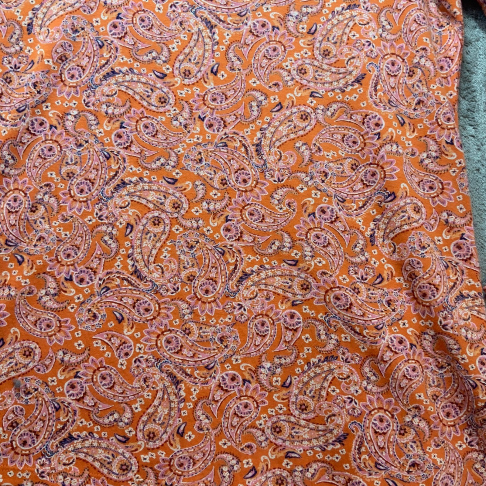 J. Jill Womens Orange Paisley Pima Cotton Long Sleeve Crew Neck Tee Size M