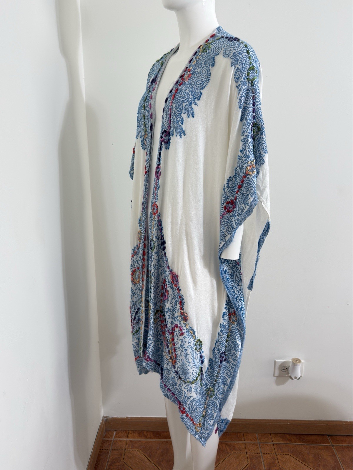 Women’s Bohemian Paisley Kaftan Embroidered Tunic Oversized Resortwear One Size