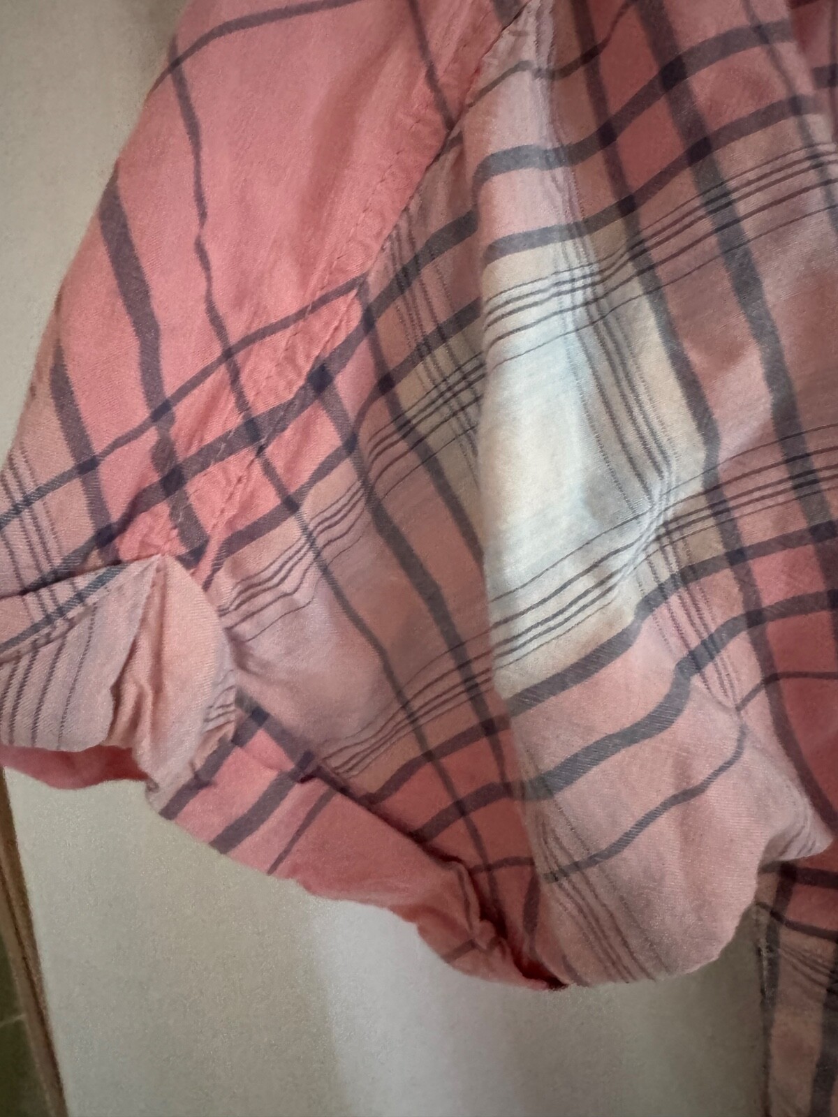 AVA & VIV SIZE 1X Pink/Gray/Beige Plaid Button Up Rayon Short Sleeve