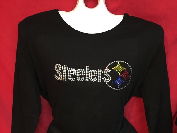 Steelers Womens Rhinestone shirt Crystal Bling Double Row S M L Xl 1X 2X 3X