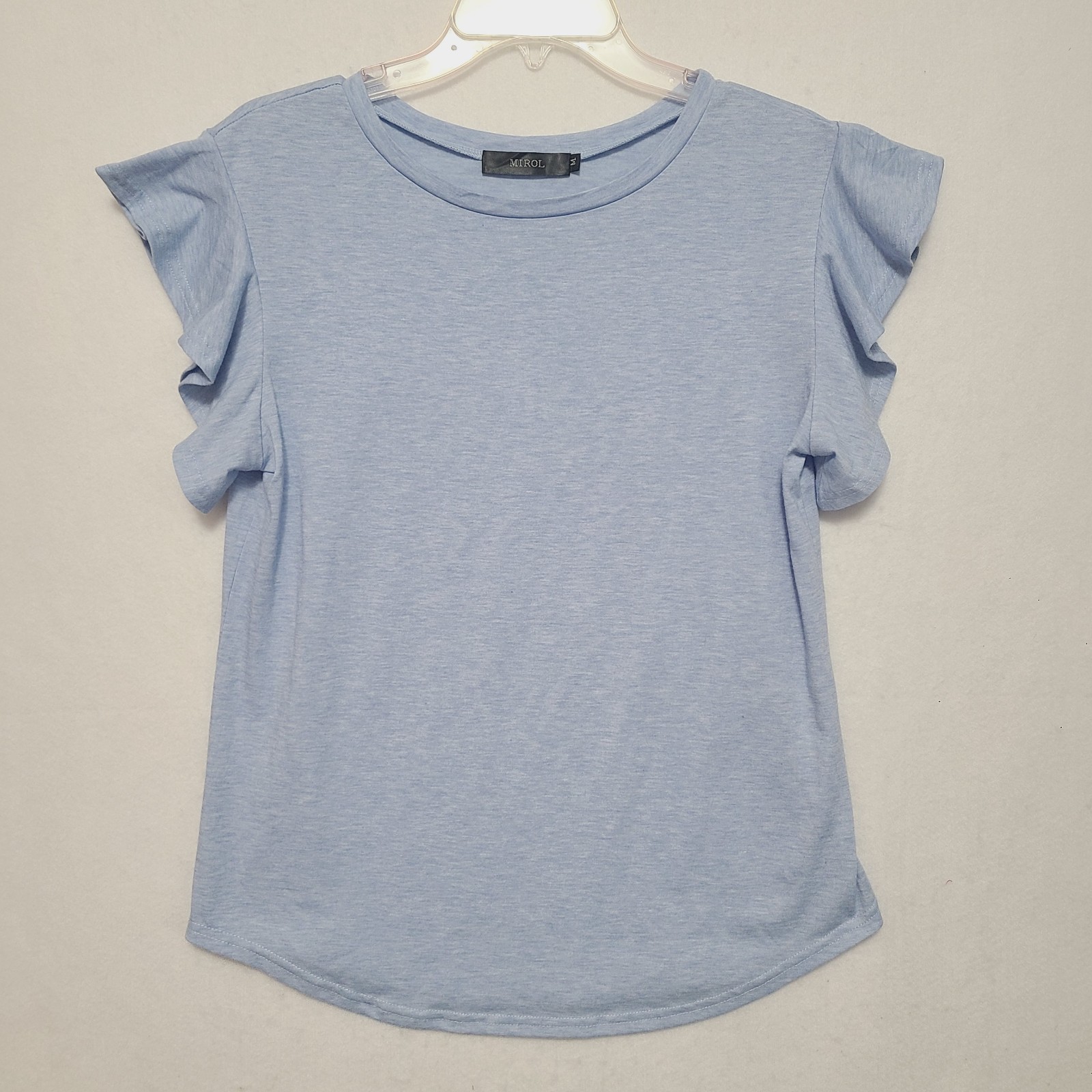 Mirol Baby Blue Top Size M Flutter Sleeves Heathered Feminine Fairy Casual Work