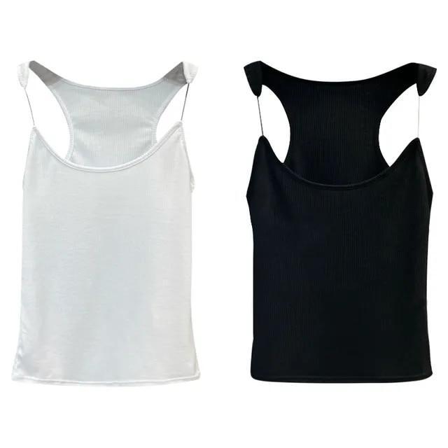 NEW Y/project Vest Ribbed Cami Tank Invisible Strap Design Sleeveless Women Tops