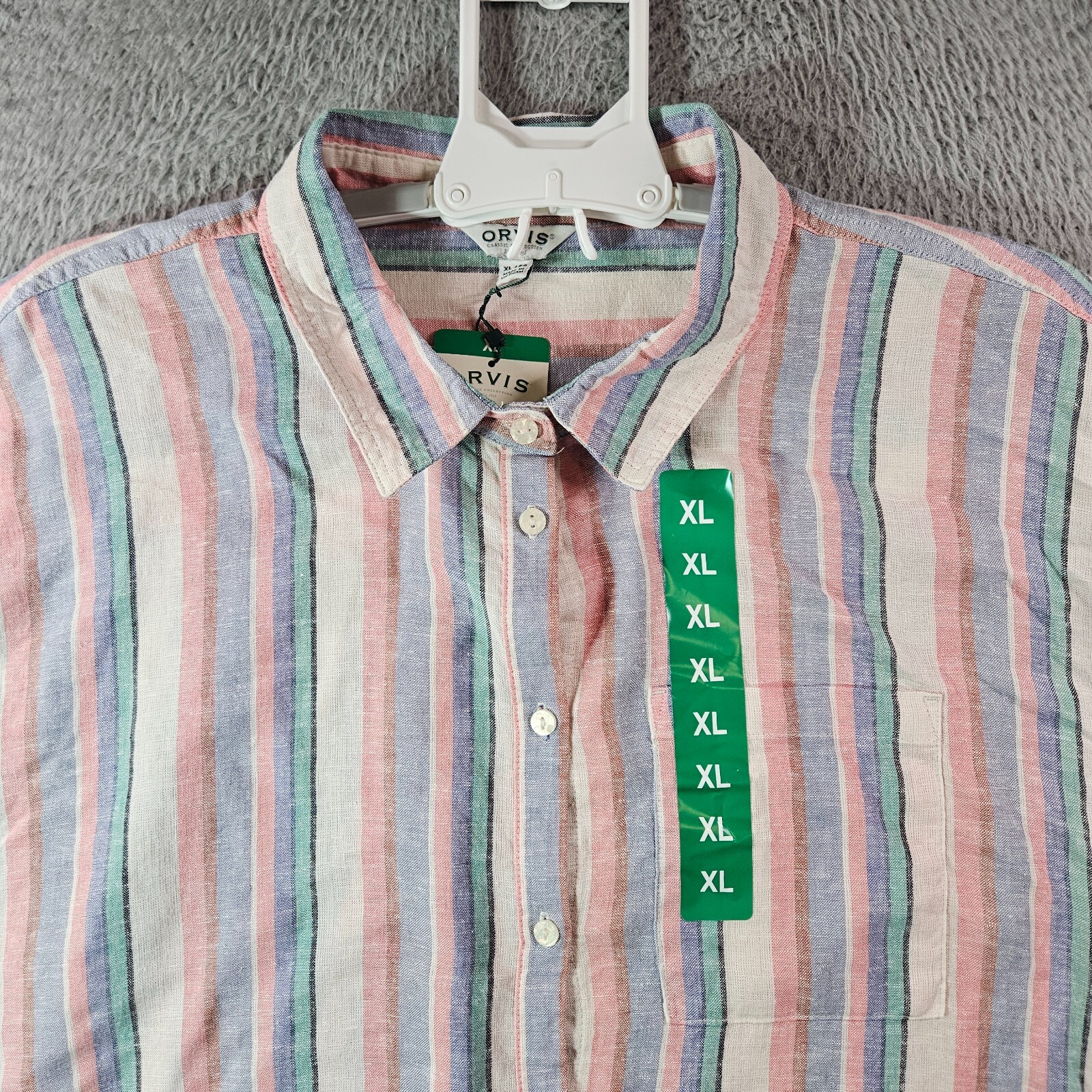 NWT Orvis Linen Blend Shirt Top Women XL Button Up Multicolor Striped