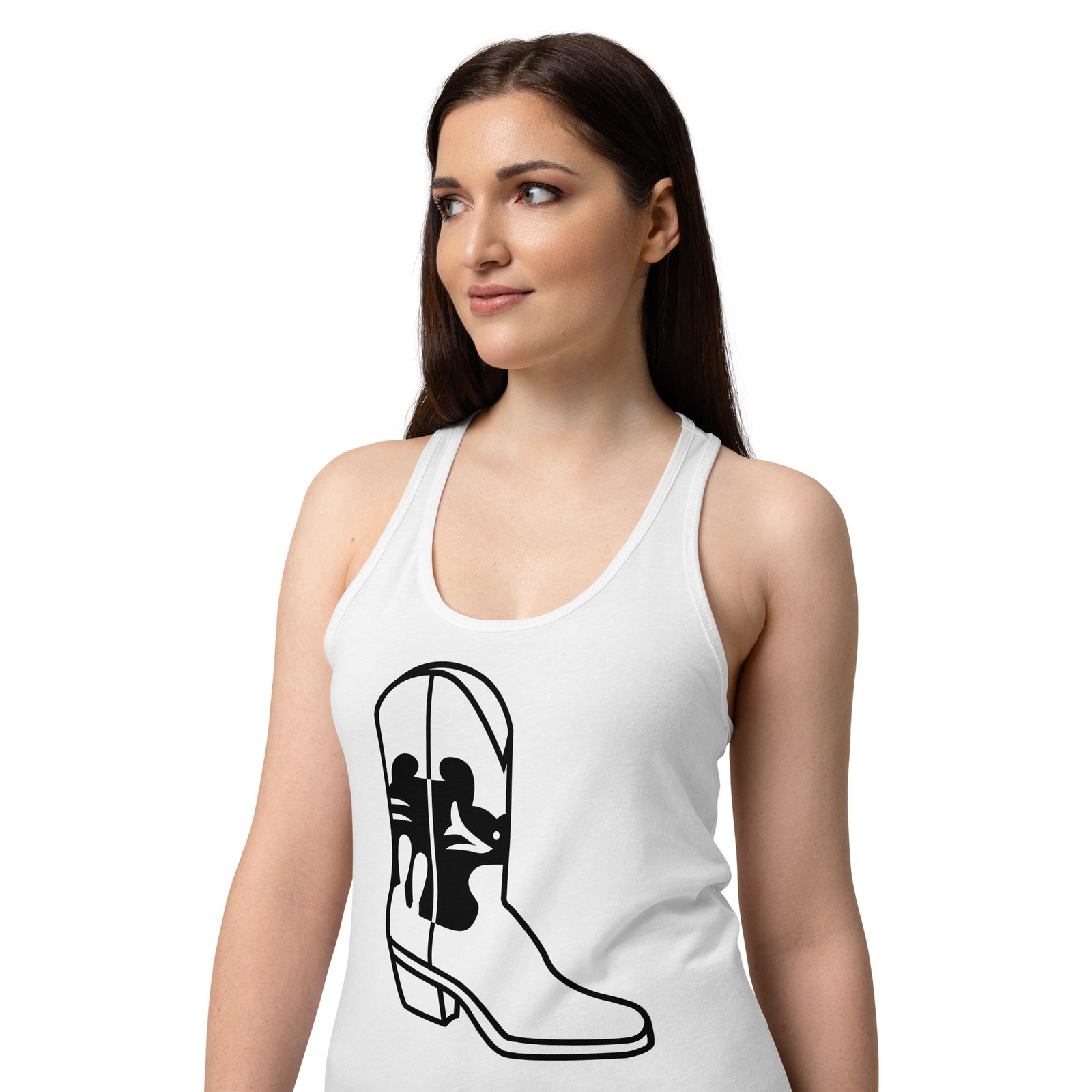 Women’s fitted racerback tank top country girl boots western vintage
