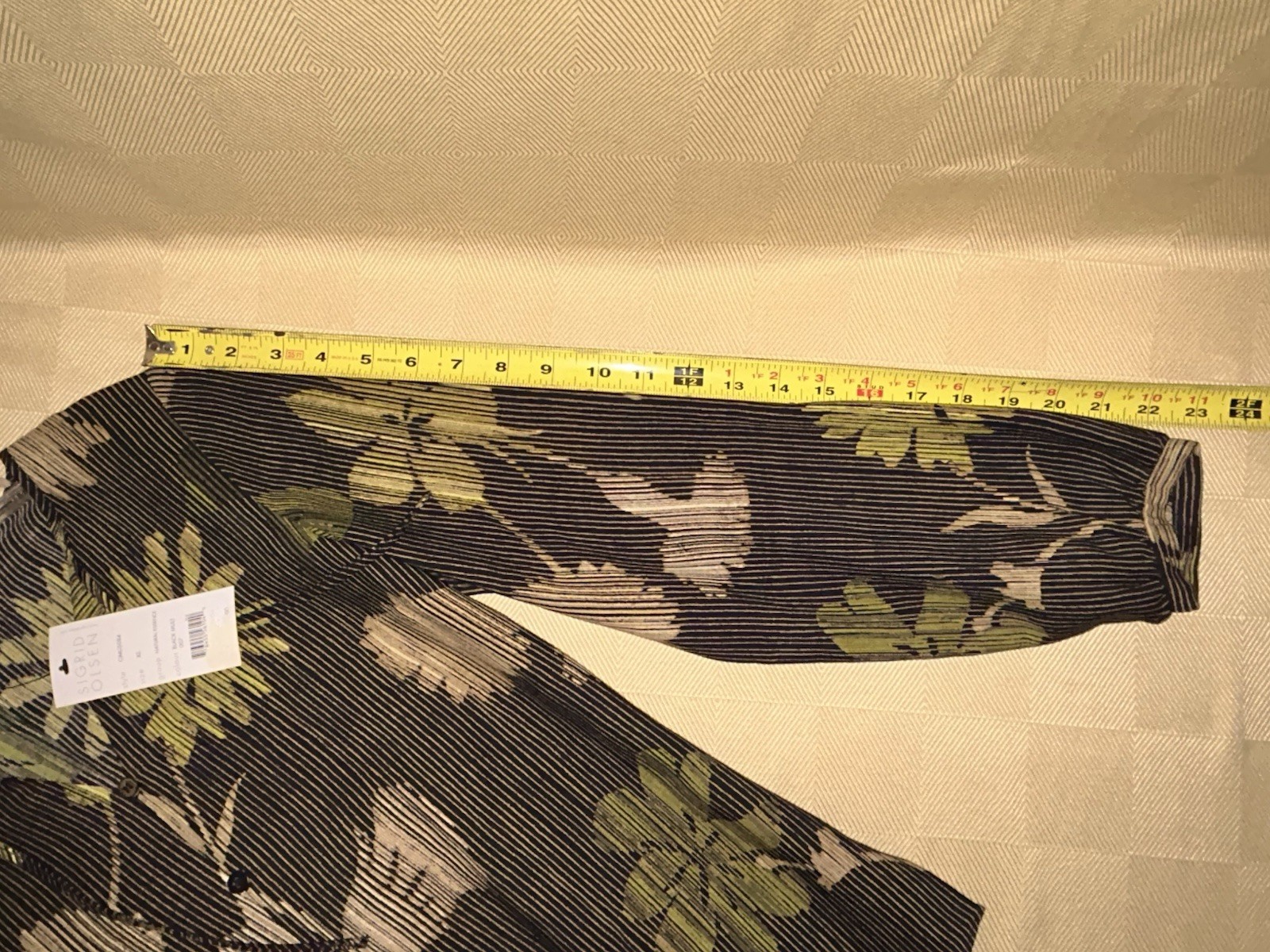 NWT – Sigrid Olsen Wool/Silk Blouse XS Black Green Floral Stopped Pleated BOHO