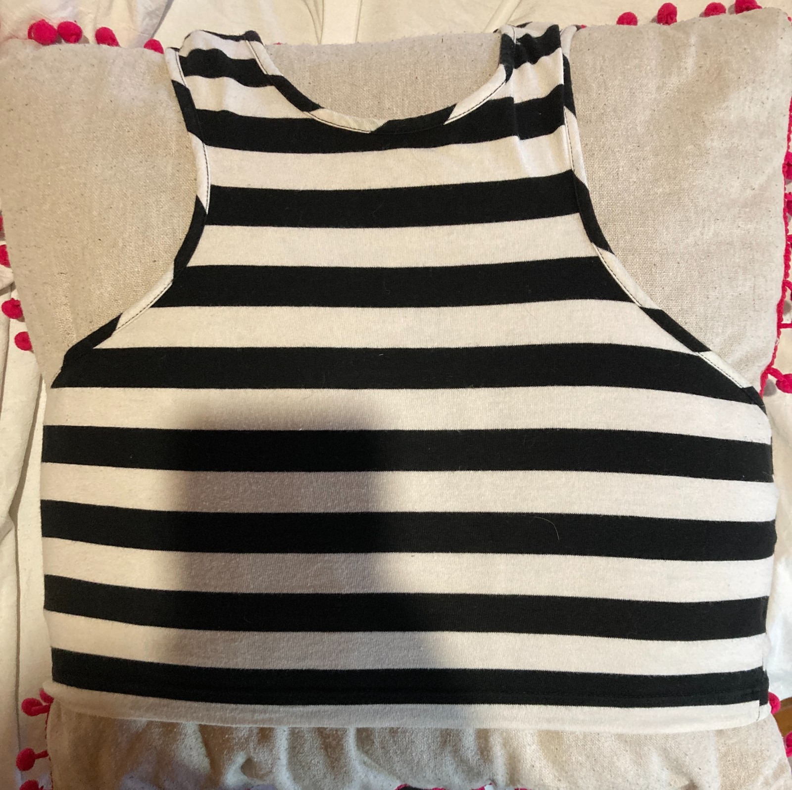 Vintage Miss Sixty Striped Racerback Crop Top Tank Black White Y2K 90s Grunge M