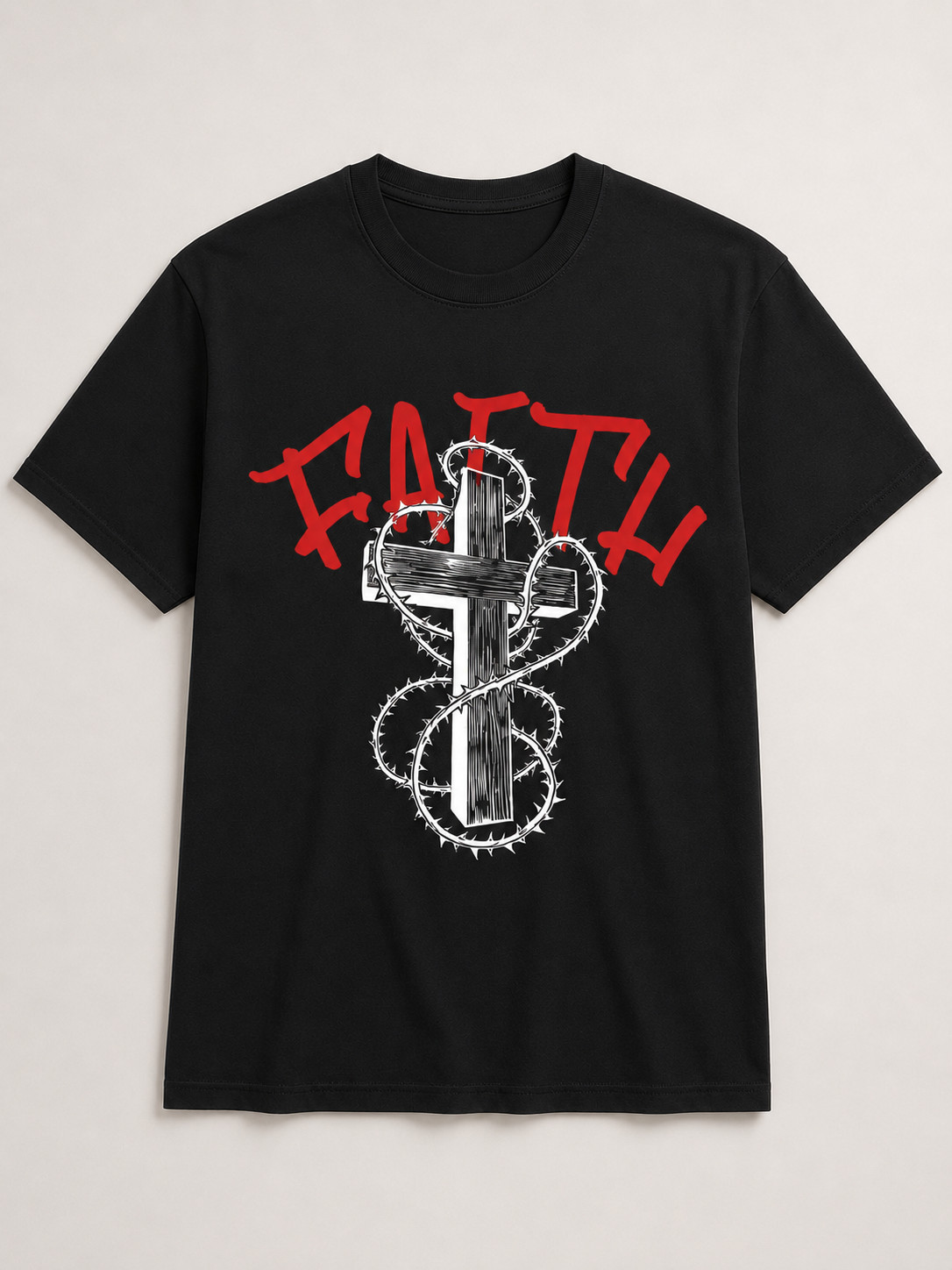 Faith Cross Thorn Graphic T-Shirt, Christian Religious Inspirational Tee