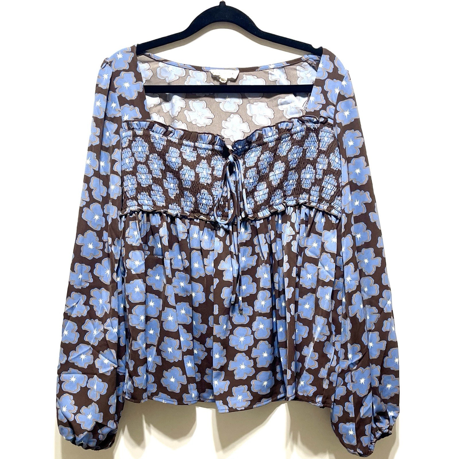 Cottagecore Women’s Promesa Floral Smocked Blouse Babydoll Boho Style Top S