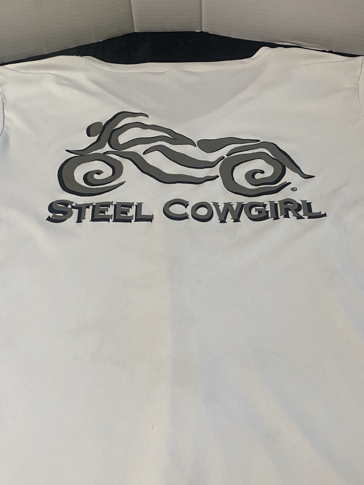 Steel Cowgirl White Performance Shirt Long Sleeve Biker Graphic Women’s 3X RARE