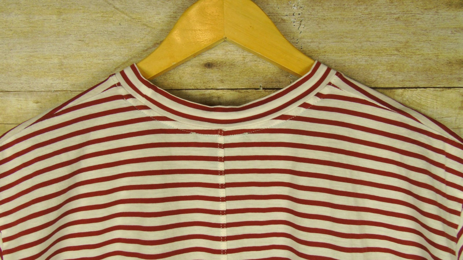 AYR The Supercool Medium Striped Cap Sleeve Top Brick Red and White Boxy *HOLE*