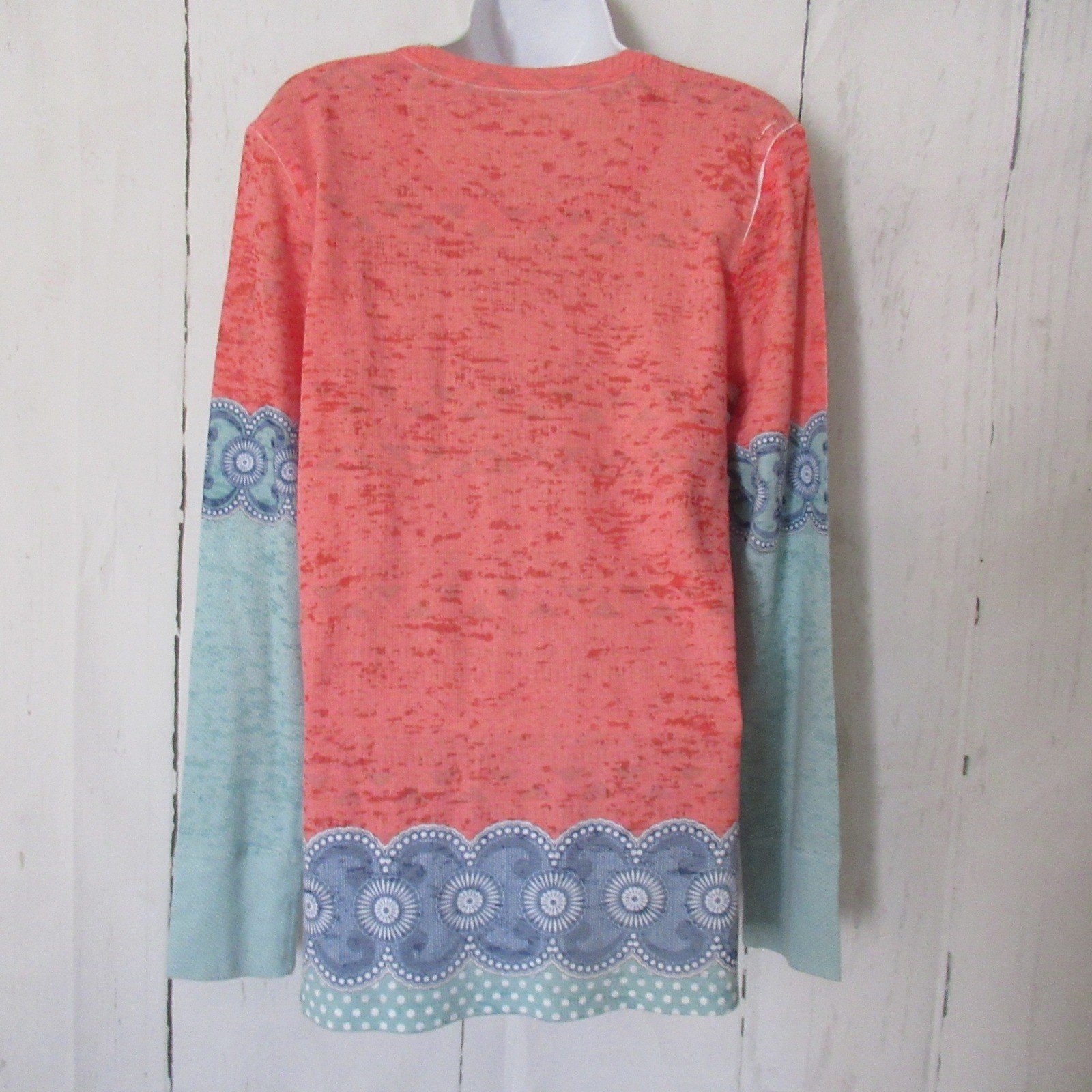 Whimsy Rose Top XL Baby Waffle Elephant Floral Print Long Sleeve