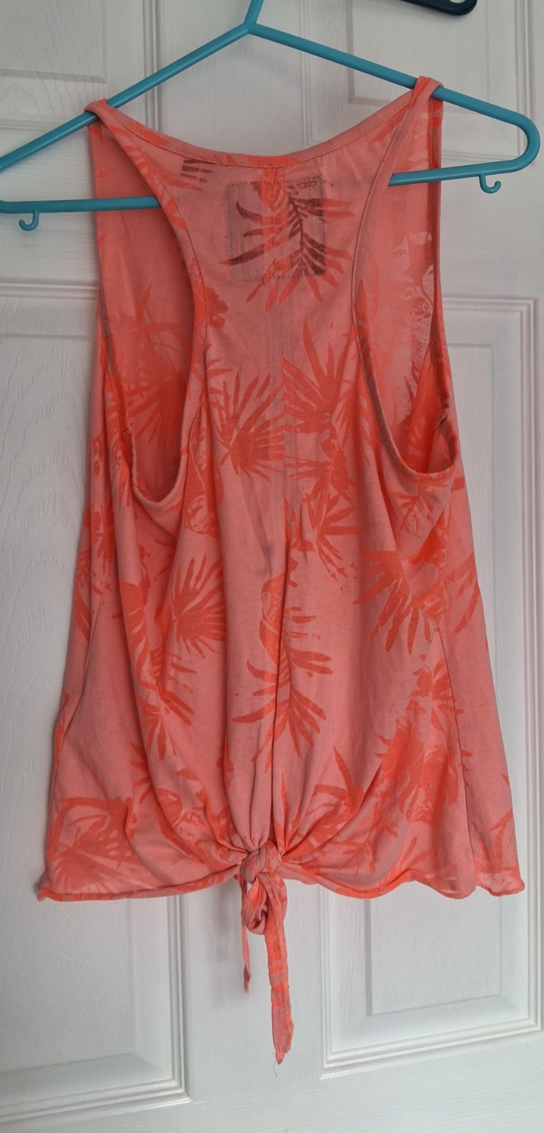 Superdry Women’s Tropical Burnout Vest Top Coral Palm Print Tank G60207XQ Size12