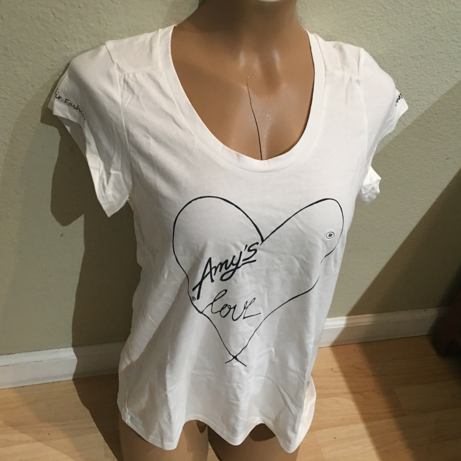 People Tree AMY’S LOVE Fair Food+Fair Fashion Organic Foodie White Tshirt Sz M