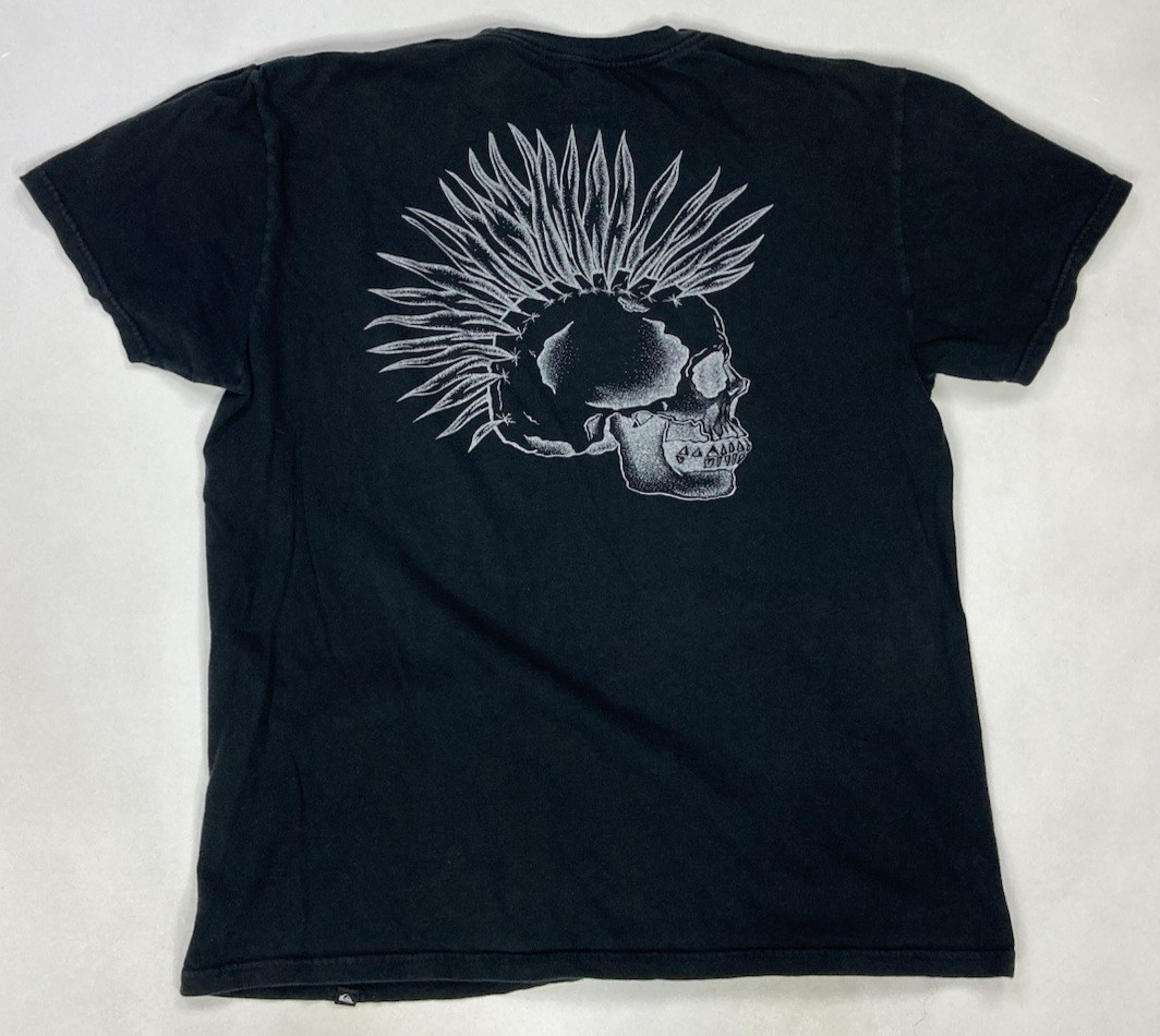 Quiksilver Skull Graphic T-shirt Women Medium Black Short Sleeve