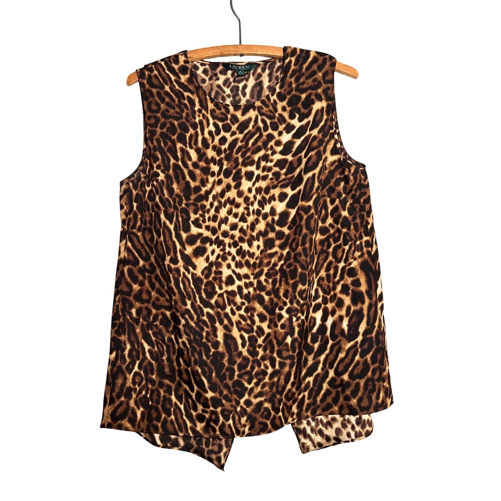 Lauren Ralph Lauren S Leopard Print Sleeveless Split Back Blouse Old Money City
