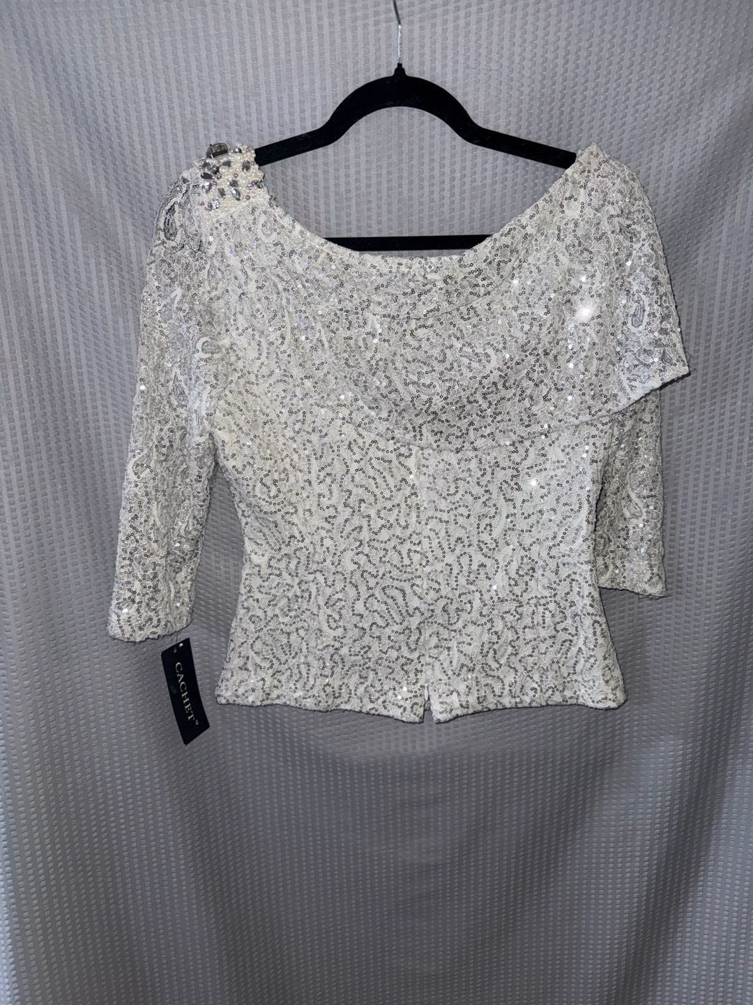 Cachet Sequin Embellished Off-Shoulder Top Size 10