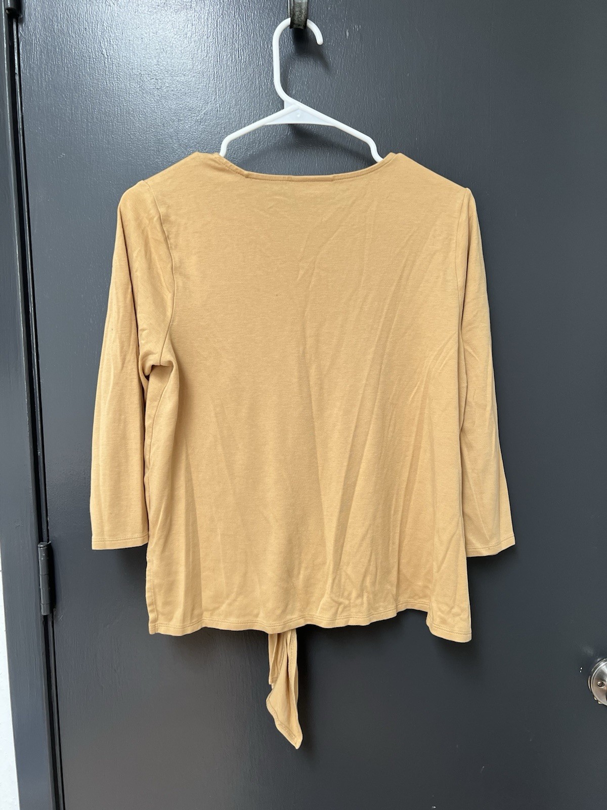 J.Jill Sz S tie knot front blouse yellow gold 3/4 long sleeve cotton women