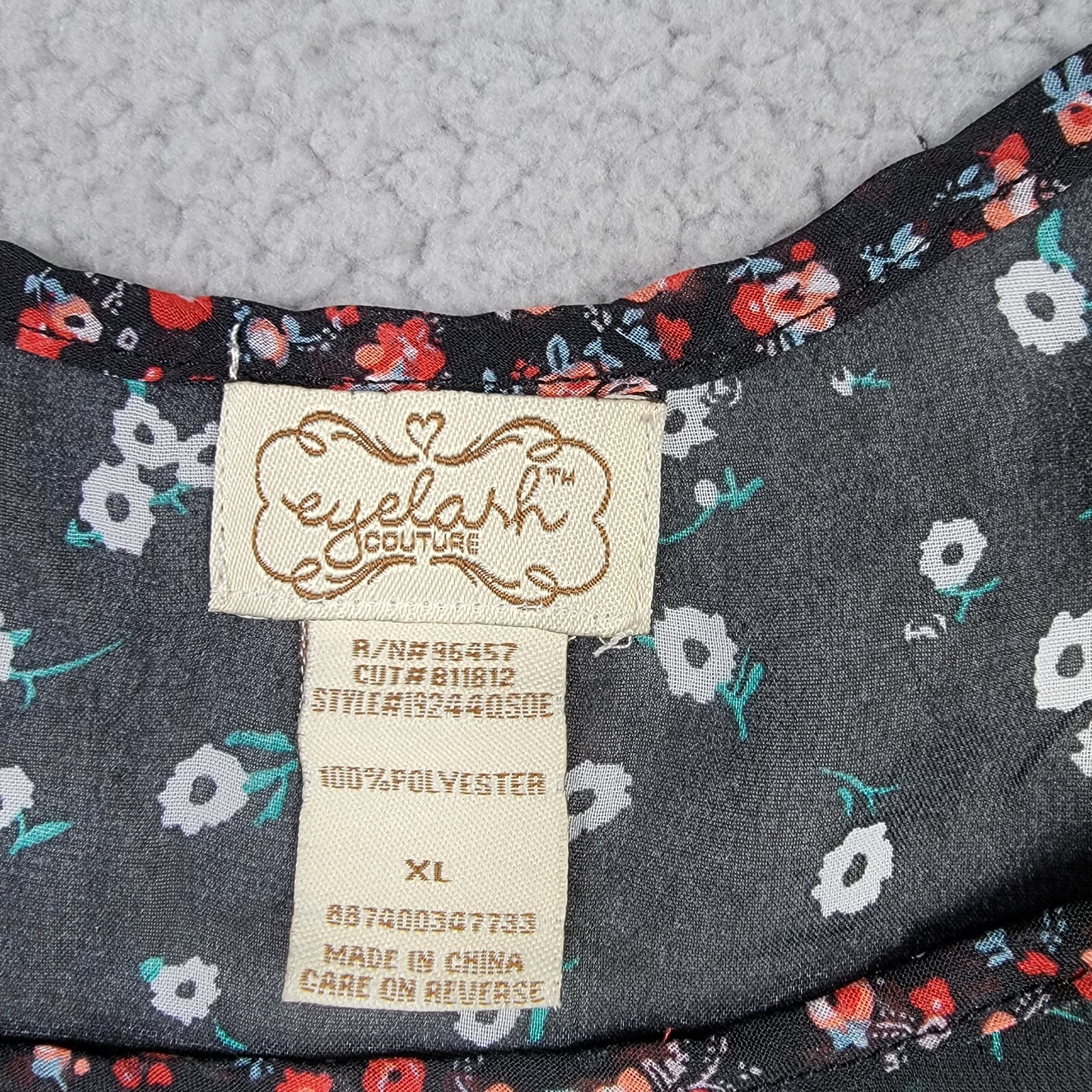 Eyelash Couture Flirty See Thru Tank Top Women’s XL Floral Pattern Black