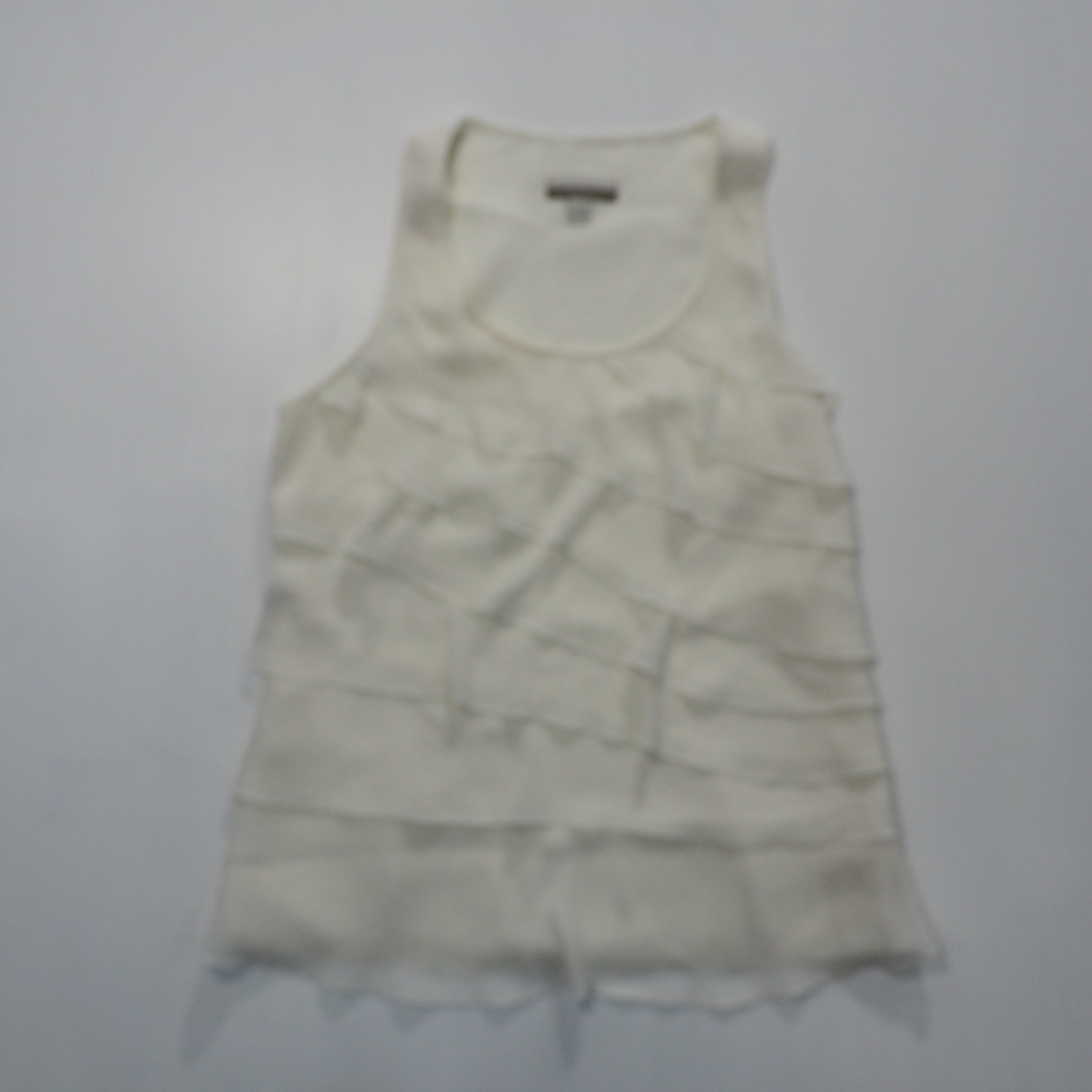 Andrea Behar Boston Proper Tank Top Women 6 White Boho Layered Ruffle Lagenlook