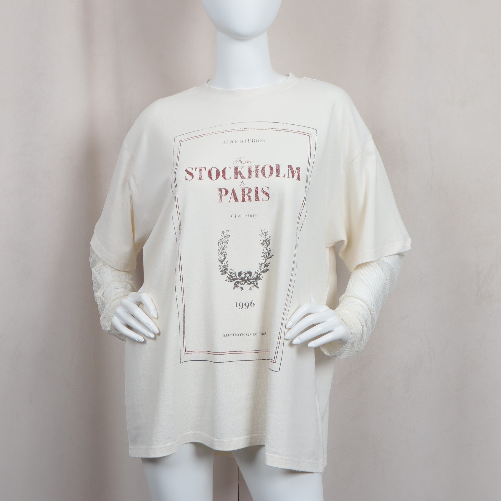 ACNE STUDIOS Layered Print T-shirt Off White