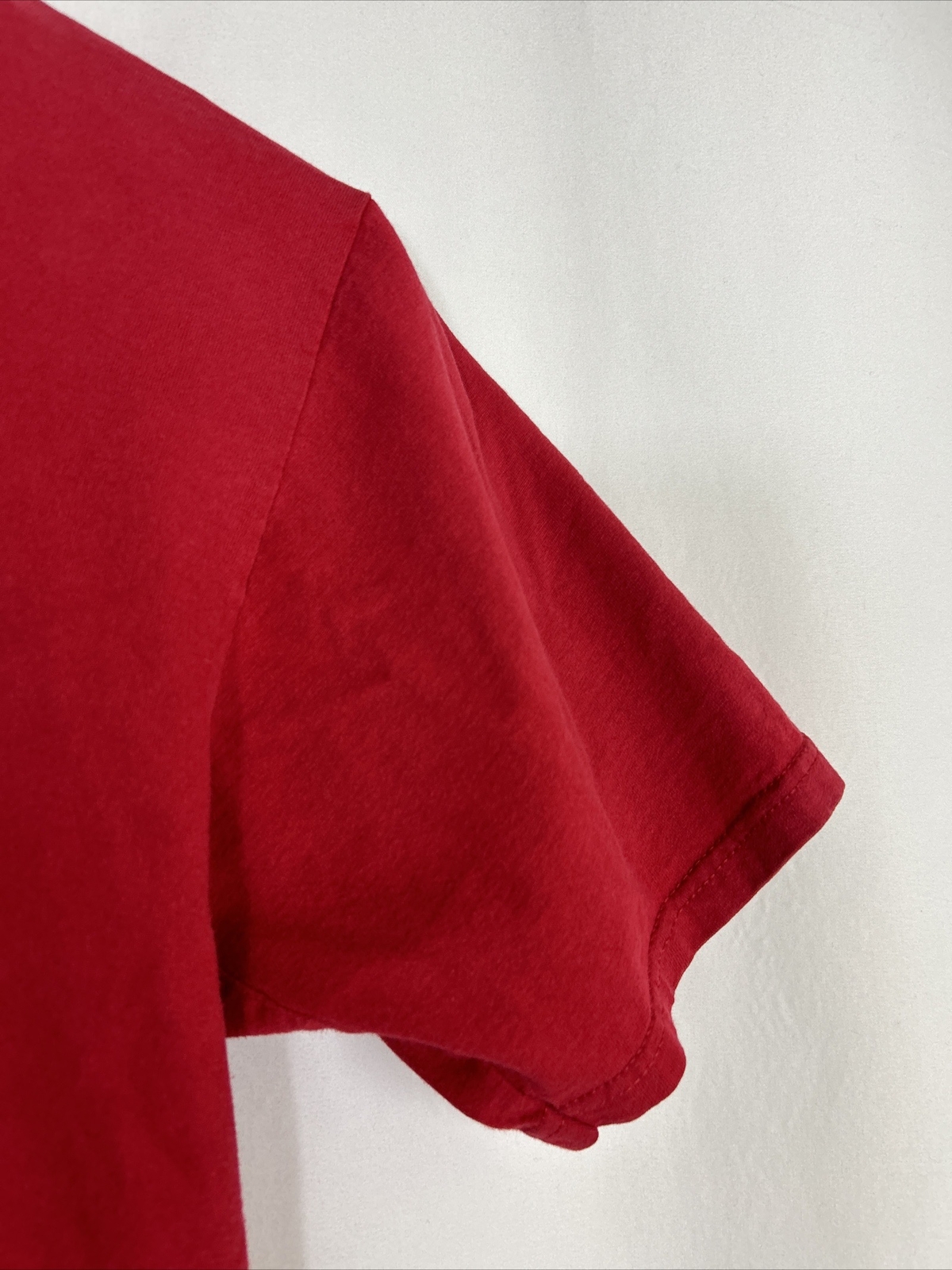 Vintage Womens Large Red Cropped T Shirt Short Sleeve Hike Glacier National Park