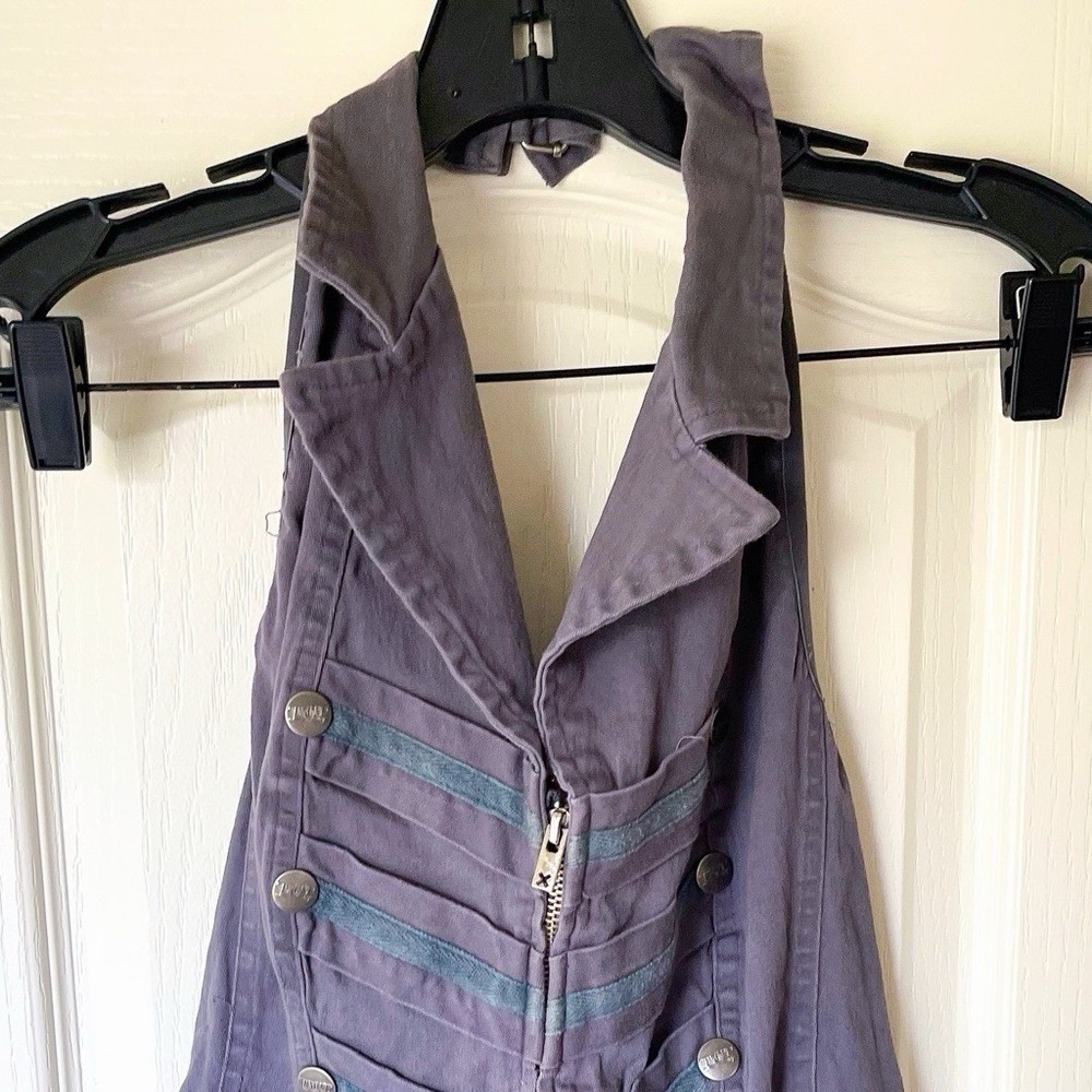 Tripp NYC Military Halter Corset Vest Grey Cotton Punk Goth Size Small EUC